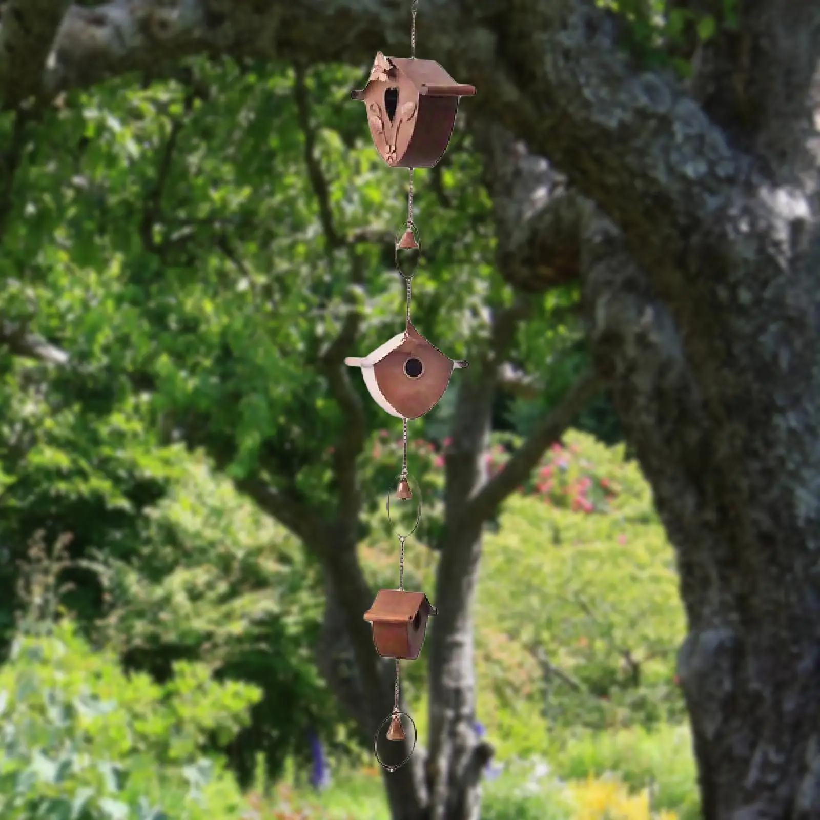 Rain Chain Triple Bird Nest Bells Outdoor Gutter Ornament Aluminum Alloy Rainwater Guide for Garden Yard Decoration view 3