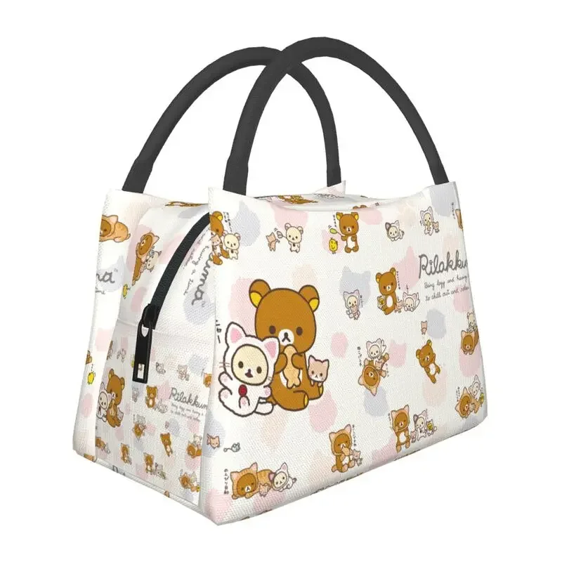 Kawaii Rilakkuma Bear Collage Insulated Lunch Bag for School Office Resuable Cooler Thermal Lunch Box Men