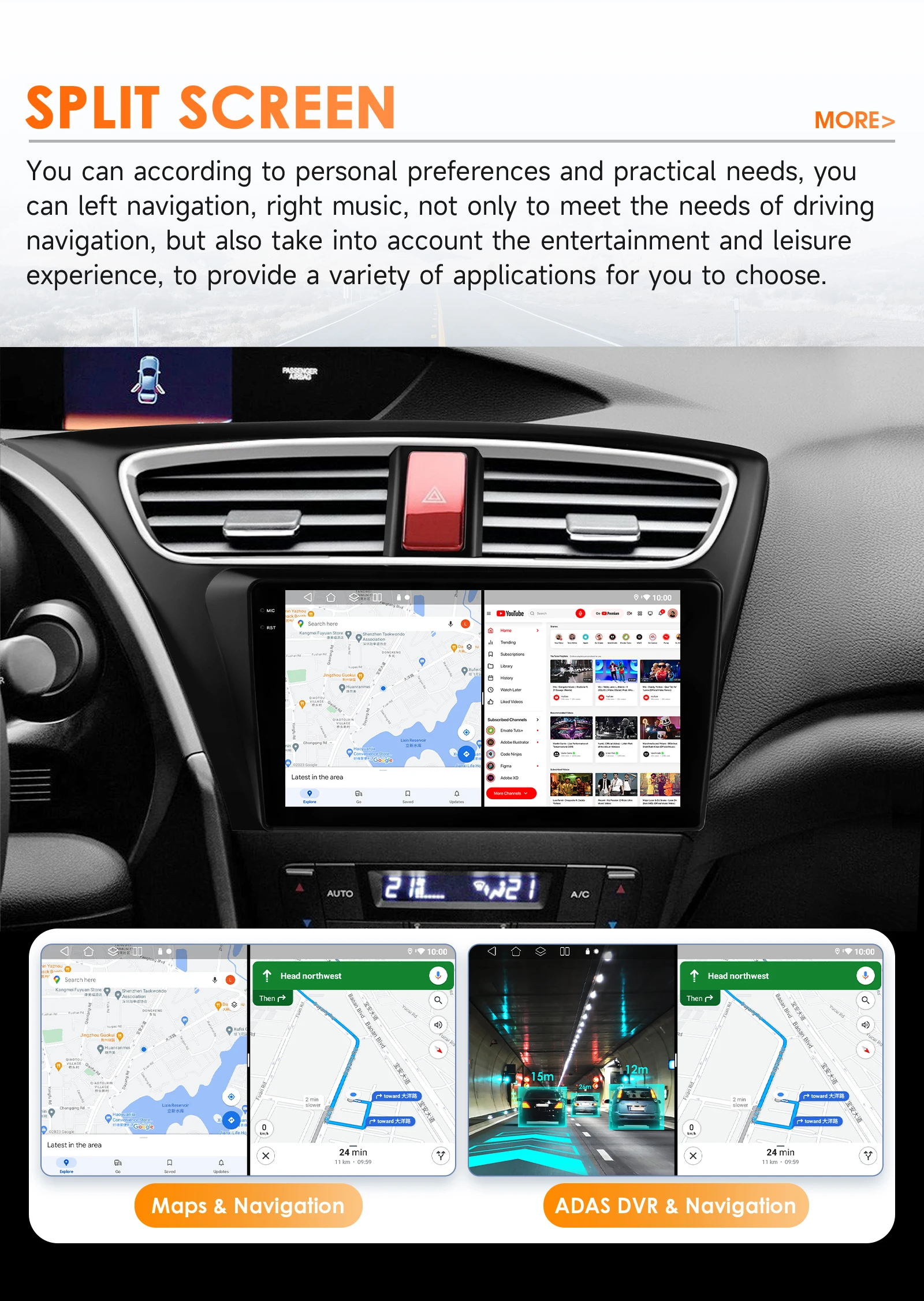 Hizpo Carplay 4G AI Systeme Android 14 Autoradio für Honda Civic 9 FK FB 2012-2017 Multimedia Video Player GPS 2 Din Autoradio – Detail 12