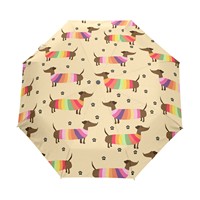 Dachshunds Puppy Dog Automatic Umbrella Rain Women Sun Protection Windproof Three Folding Umbrella Inside Black Coating 8 Ribs