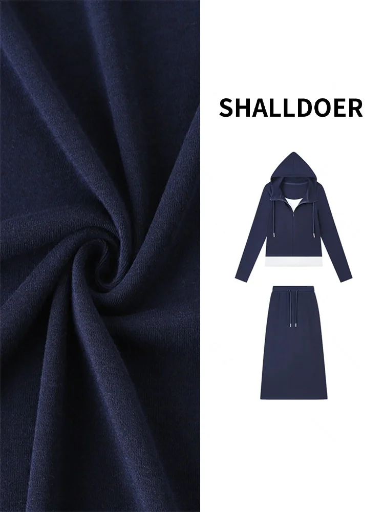 

Early Autumn Women's Fashion Ensemble Hoodie And High Waist Skirt Two-Piece Set Color Block Design Casual Style