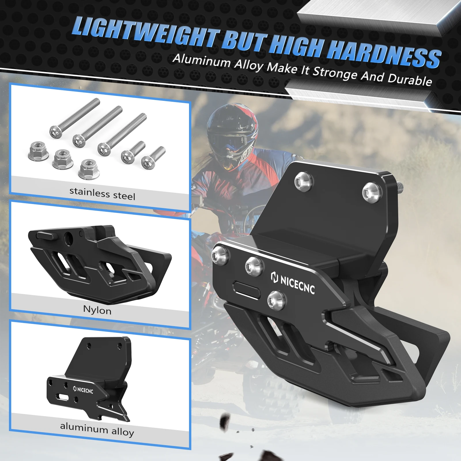 NICECNC Für Honda TRX450R 2006-2009 TRX ATV Hinterer Schwingarm Kettenführungsschutz TRX450ER 2006-2014 Geräuschreduzierung – Detail 14
