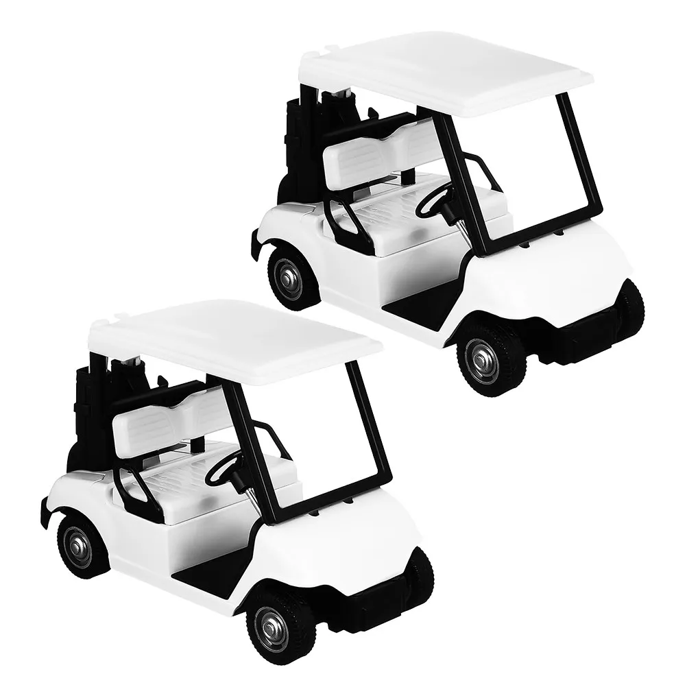 2Pcs Golf Cart Pullback Vehicles Alloy Miniature Realistic Desktop Office Decor Golfcart Birthday Decoration Party Props
