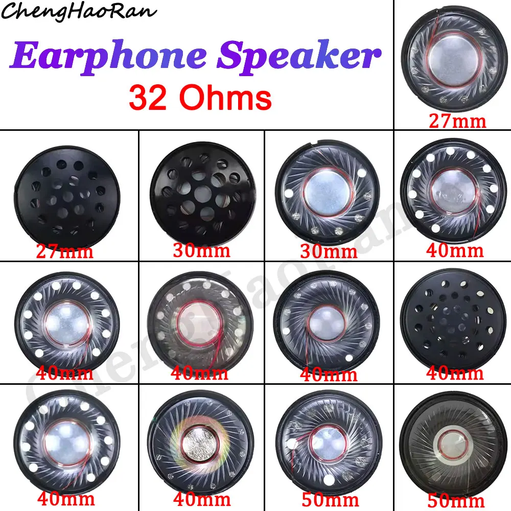 

2 Pcs 27mm 30mm 40mm 50mm Headphone Speaker Driver Hifi Bluetooth Black / White Magnetic High-end Earphone Loudspeaker Repair