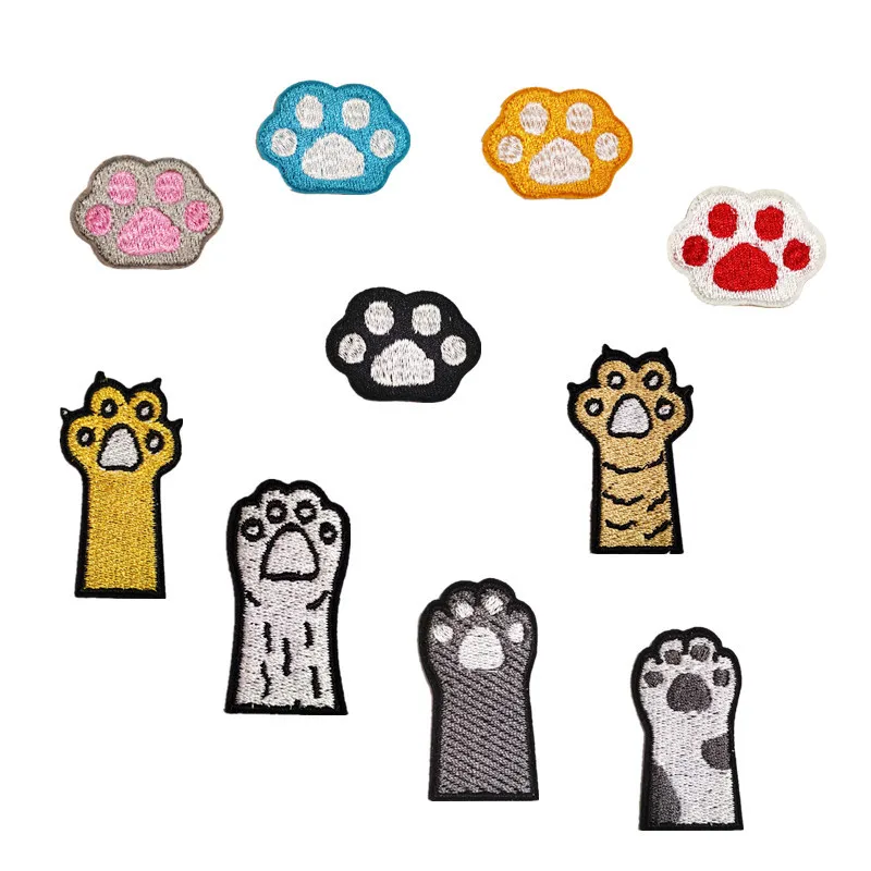 

Cute Cartoon Dog Paw Embroidery Iron on Patches for Clothes Hand Account Protective Shell Decoration Iron On Appliques