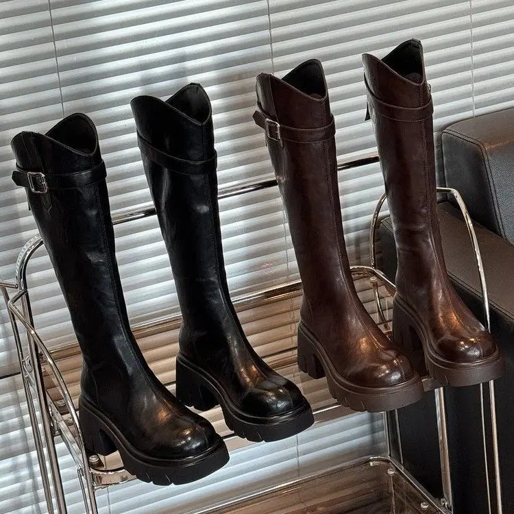 

Новые женские сапоги Knight 2026: модные высокие сапоги с увеличенной высотой голенища для осени и зимы