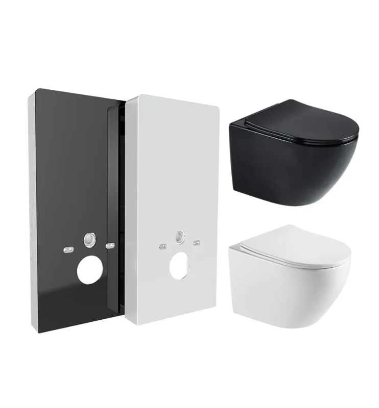Durable High Quality Bathroom Dual Flush Glass Concealed Cistern One Piece Square Wall Mounted Toilets Western Toilet