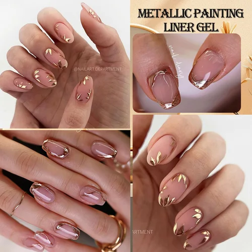 Imagen 2 del producto LILYCUTE 5ml espejo superbrillante delineador metálico Gel esmalte de uñas oro plata estilo francés dibujo raya arte de uñas Graffiti Gel UV