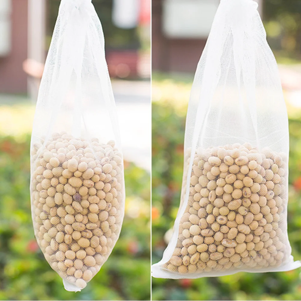 10pcs/set Supermarket Drawstring Reusable Protection Bag for Bags Garden Vegetables Nylon Seeds Soaking Germination Fruit Mesh