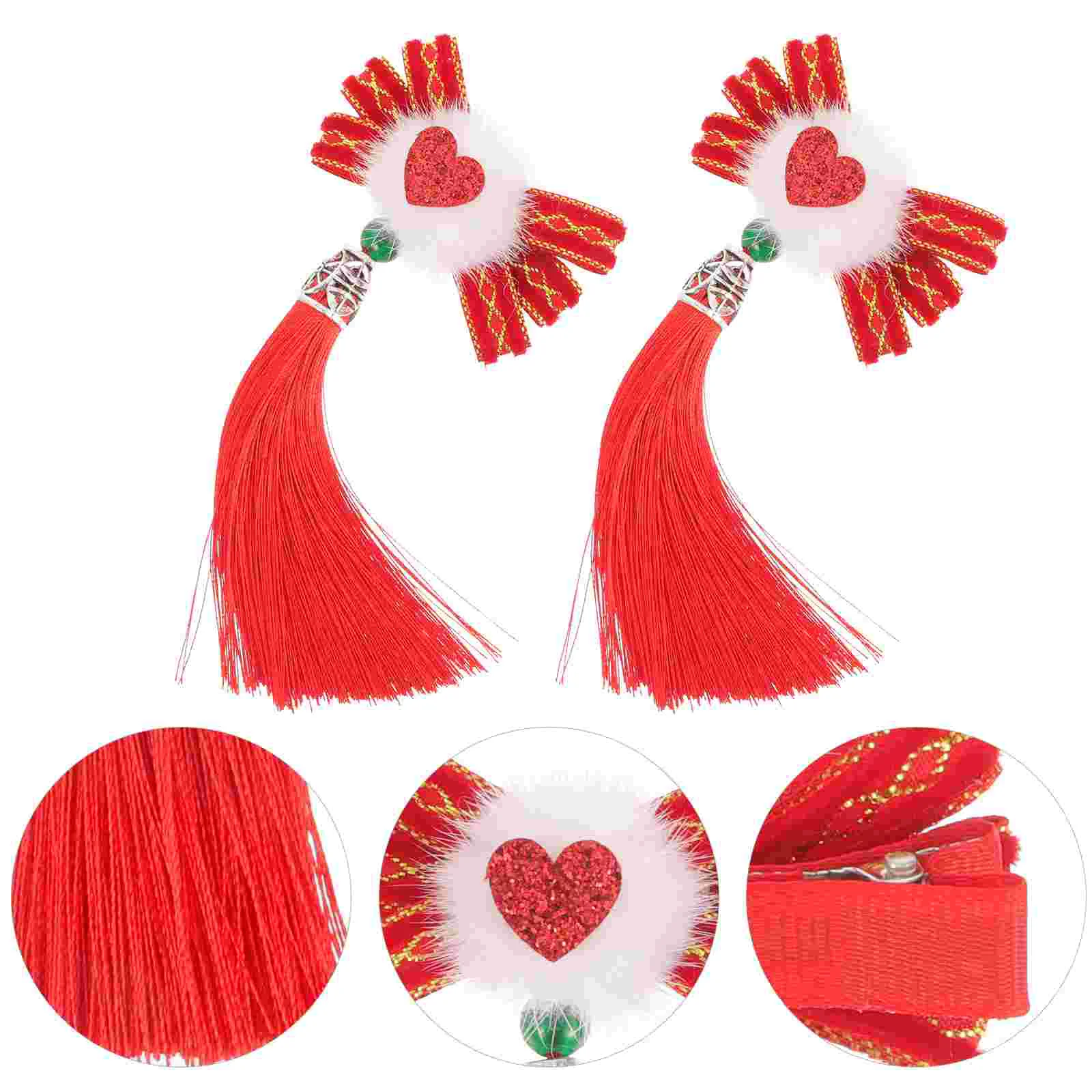 

2pcs Hair Clips Hairpins Heart Hair Barrettes Women Tassel Hair Decorations Hanfu Hair Accessories hair clips tassel