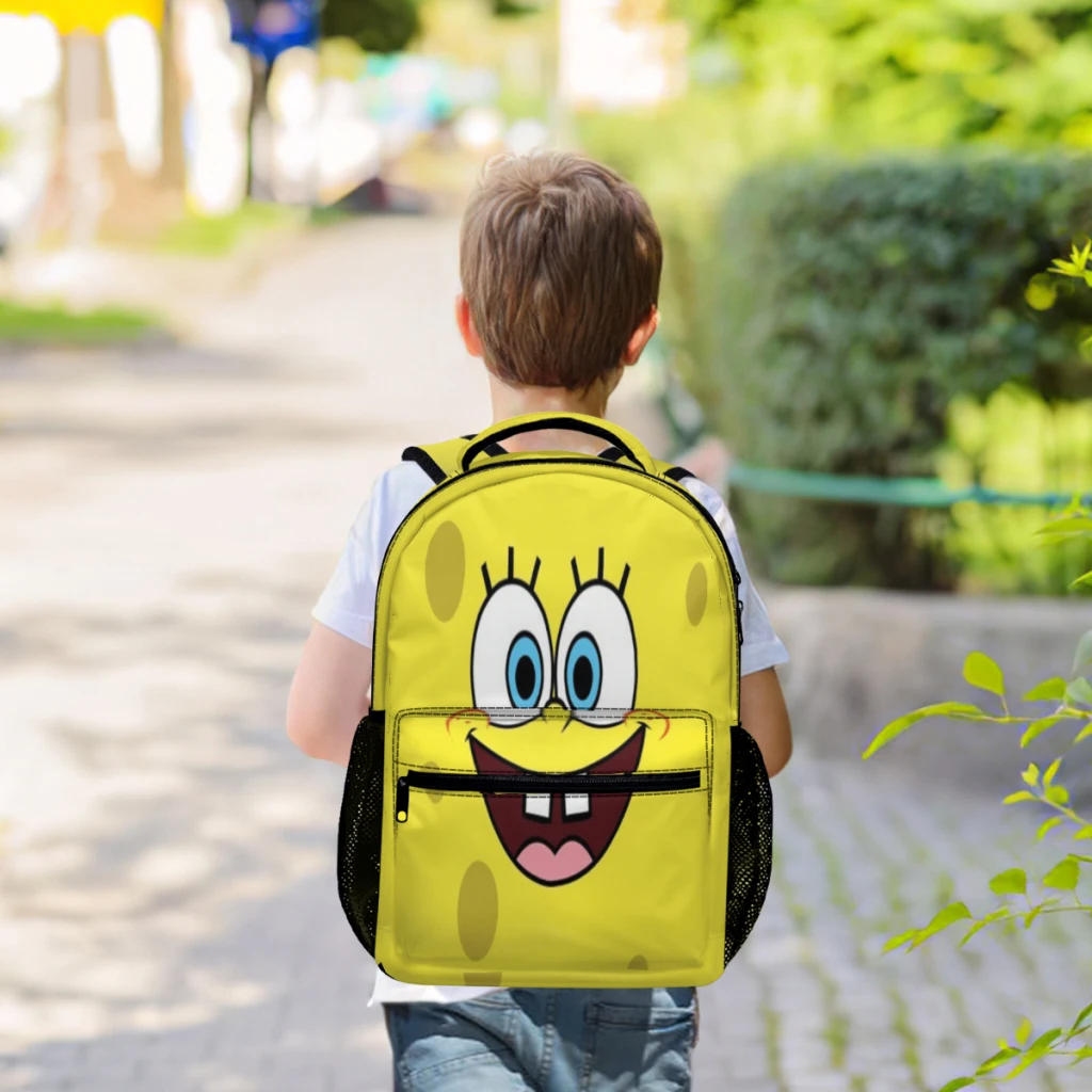 Cute Spongebob Cartoon Printed Lightweight Casual Children's Youth Backpack Schoolbag  17inch