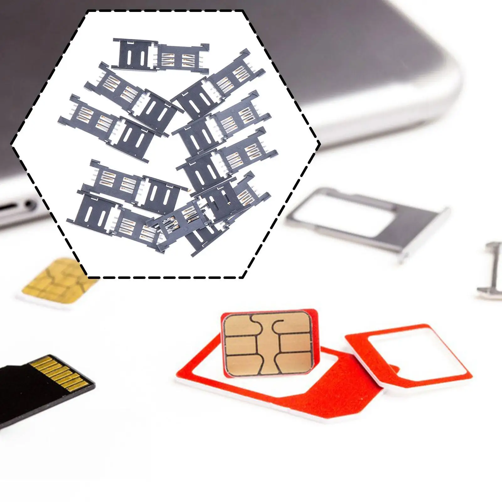 10x Sim Card Holders Replaces 6Pin Slots Seat Connector 6 Pin Card Sockets for Mobile Communication Cards