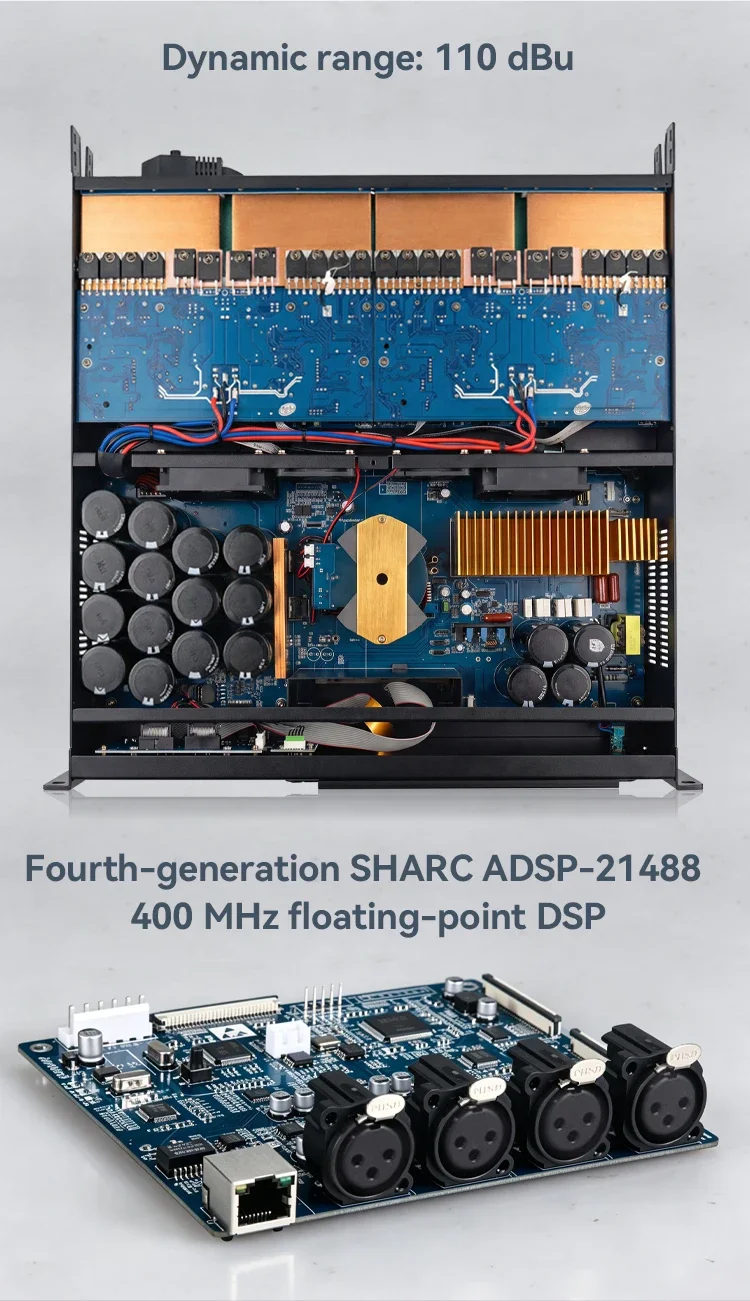 Paulkitson LA8 4-Kanal Professioneller Leistungsverstärker DSP LAN-Steuerung 4Ω 4×3000W Verstärker für Großveranstaltungen mit Line-Array-Lautsprechern – Detail 9
