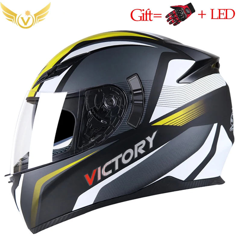 Motorcycle Helmet Full Face Men's Motorcycle Helmet Led Light Cafe Racer Motocross Casco Yamaha R3 Moto Cross Benelli Trk North