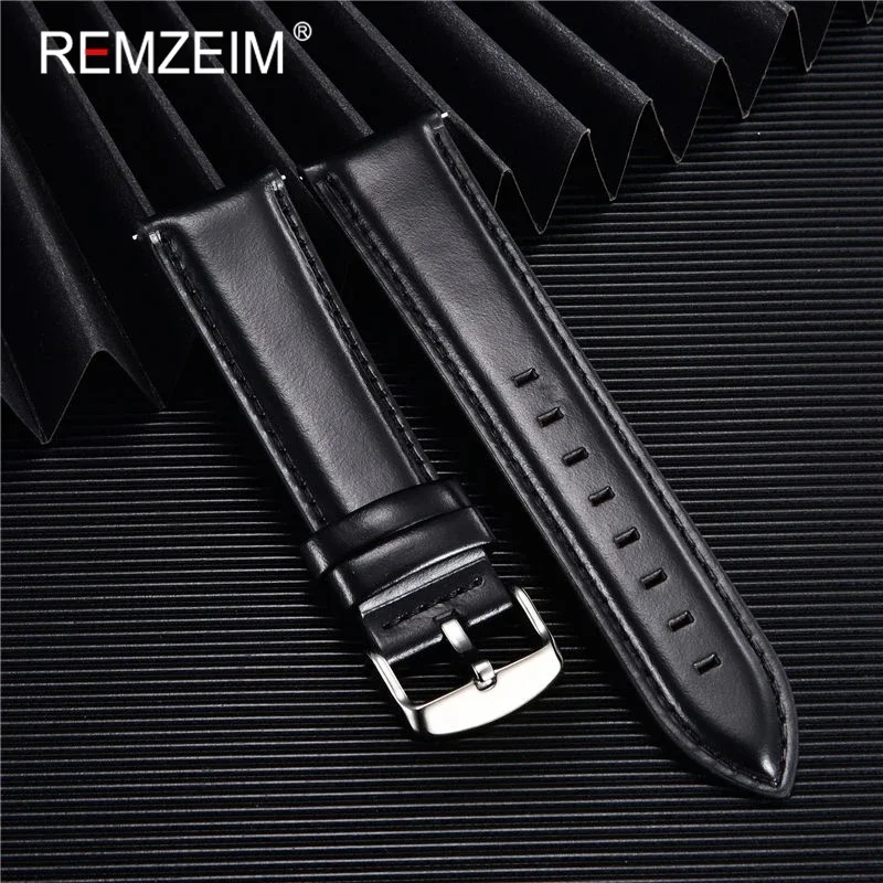 REMZEIM Oil Wax Genuine Leather Watch Band 18mm 20mm 22mm Quick Release Watch Straps Watchbands Belt With Solid Buckle