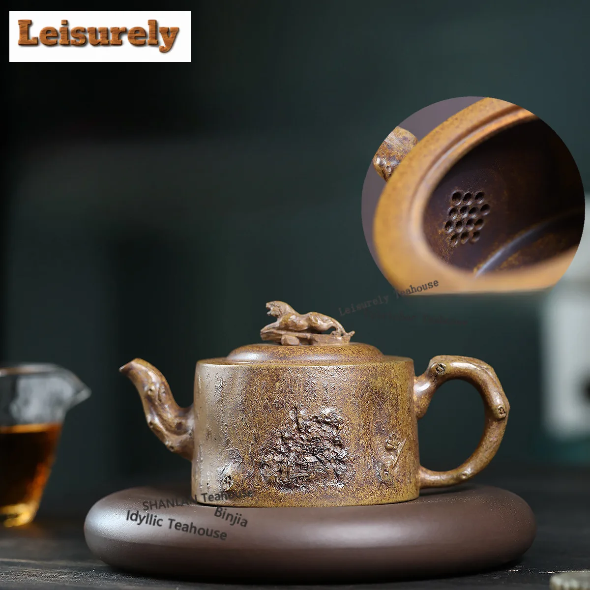 260ml Yixing Purple Clay Teapots Handmade leopard Pot Raw Ore wood-fired porcelain Tea Brewing Kettle with Infuser Zisha Tea Set