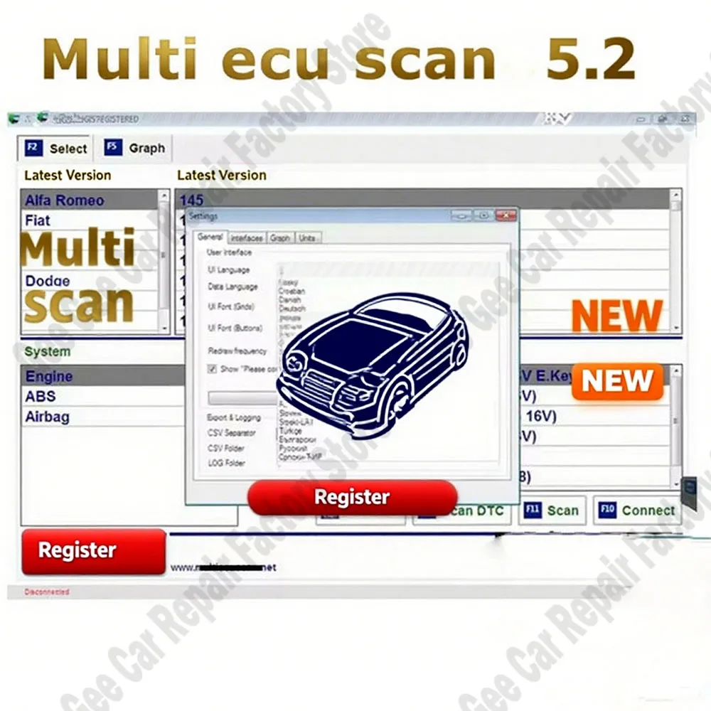 Latest Multiecuscan V5.2 Registered Unlimited Keygen for OBD2 Scanner Tools Multi Ecu Scan Work for ELM327 Car Maintenance Tools