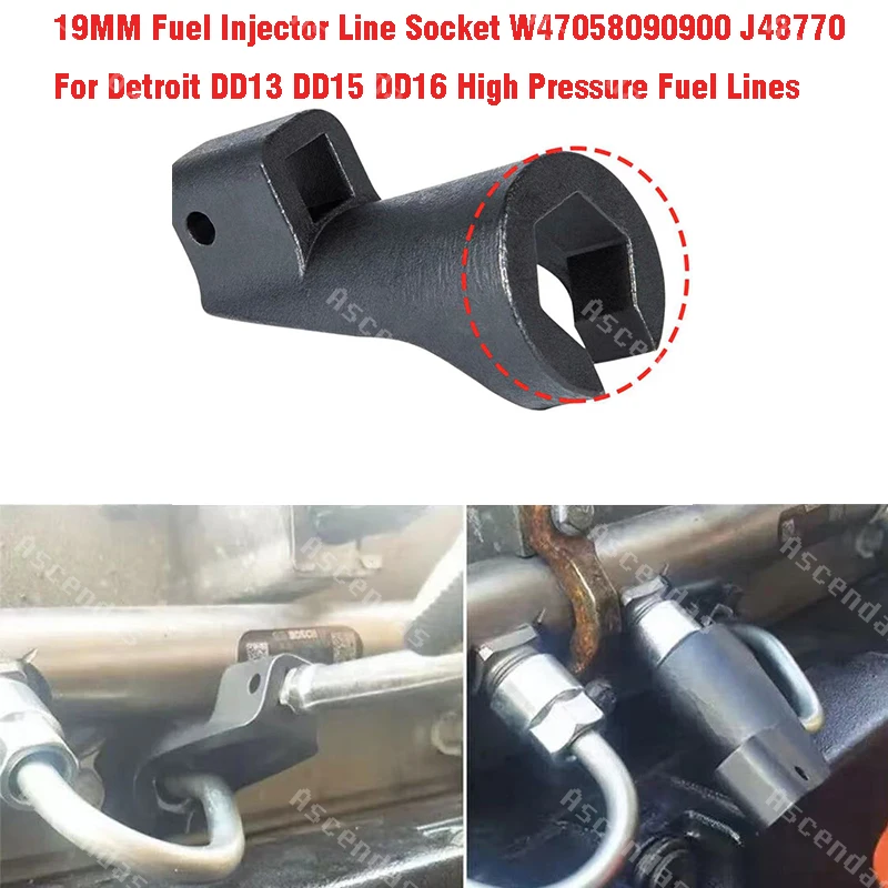 19MM Latest Fuel Injector Pipe Socket W47058090900 J48770 for Detroit DD13 DD15 DD16 High Pressure Fuel Lines