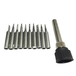 10Pcs Tips+1Pcs Iron Casing Lead-free Solder Iron Tips 900M-T For 936 SAIKE ATTEN AOYUE KADA YIHUA Soldering Rework Station Iron