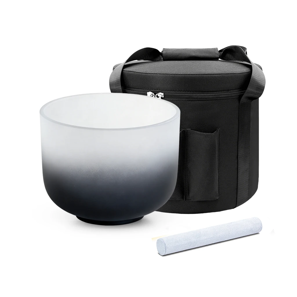 Hye-eun 8inch Black Gradient Professional Quartz 432hz Crystal Singing Bowl with Bag ,Tibetan Bowls Sound Healing Instruments