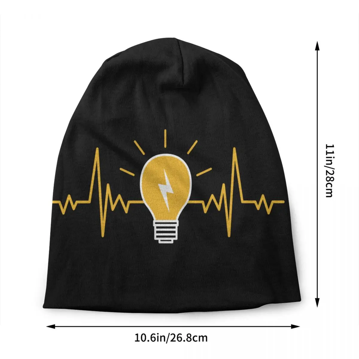 Custom Electrician Heartbeat Light Bulb Bonnet Hat Knit Hat  Cool Unisex Adult Electric Engineer Power Winter Warm Beanies Cap