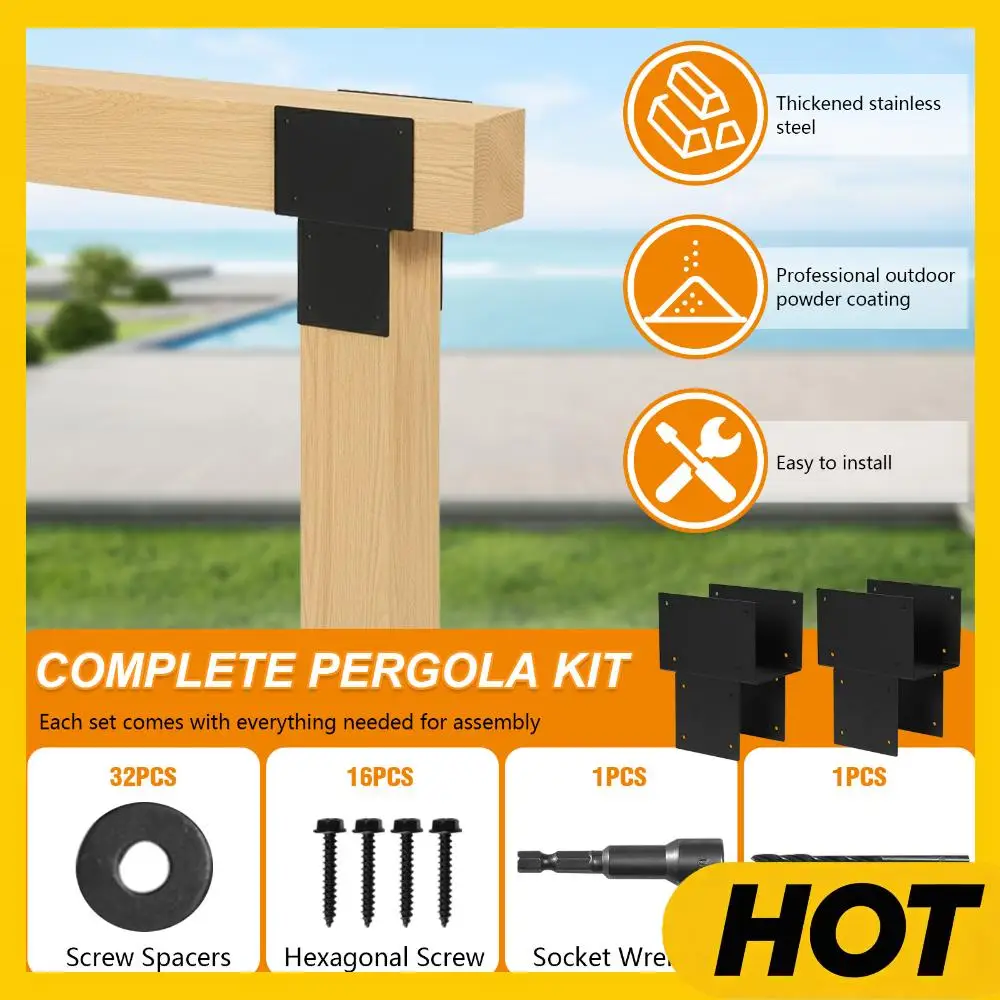 

2 Pack Joist Hanger Brackets 6x6 Galvanized Steels Pergola Connector Brackets Steel Post Anchor Connector for Wood Posts Gazebo