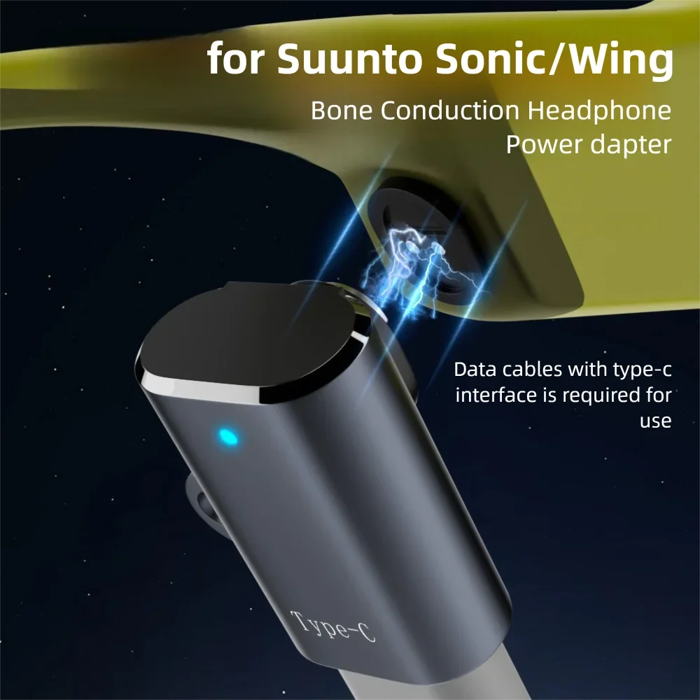Bone Conduction Headphone USB-C Charging Adapter LED Indicator Safe Magnetic Converter Stable for Suunto Wing/Sonic
