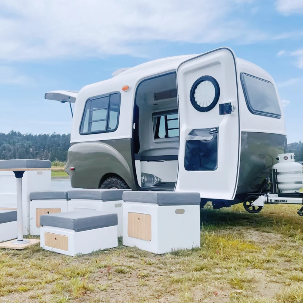 4x4 อลูมิเนียม Mini Teardrop Rv Luxury Camper ออสเตรเลีย Off Road ไมโครไฟเบอร์กลาสน้ําหนักเบาพร้อมเครื่องปรับอากาศ