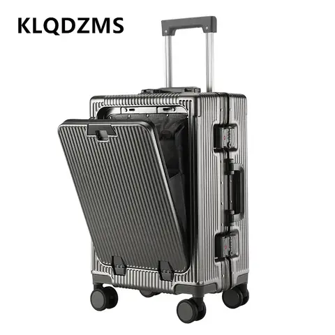 KLQDZMS 노트북 여행 가방, USB 충전 탑승 케이스, PC 전면 개방 알루미늄 프레임 트롤리 케이스, 20 인치, 24 인치 기내 수하물 Best5 KLQDZMS 노트북 여행 가방, USB 충전 탑승 케이스, PC 전면 개방 알루미늄 프레임 트롤리 케이스, 20 인치, 24 인치 기내 수하물 Best5
