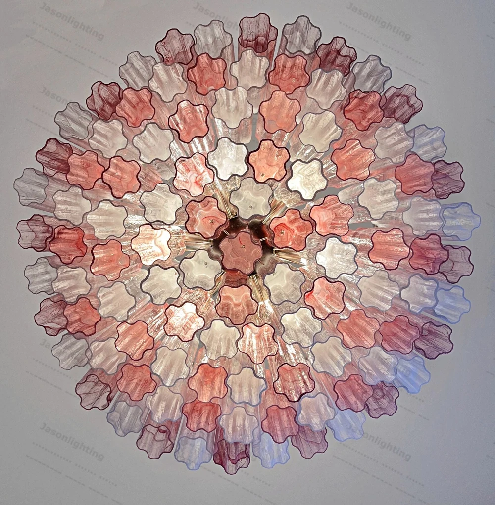 Pink Romance Glass Colletion Gold Silver Chandeliers