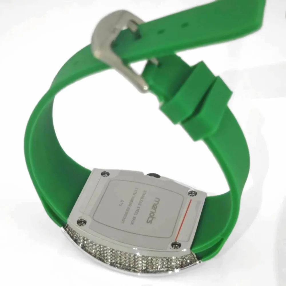 Лидер продаж, зеленые часы с бриллиантами, женские элегантные кварцевые часы, модный резиновый ремешок Tonneau AAA, наручные часы со льдом, женский подарок, дропшиппинг