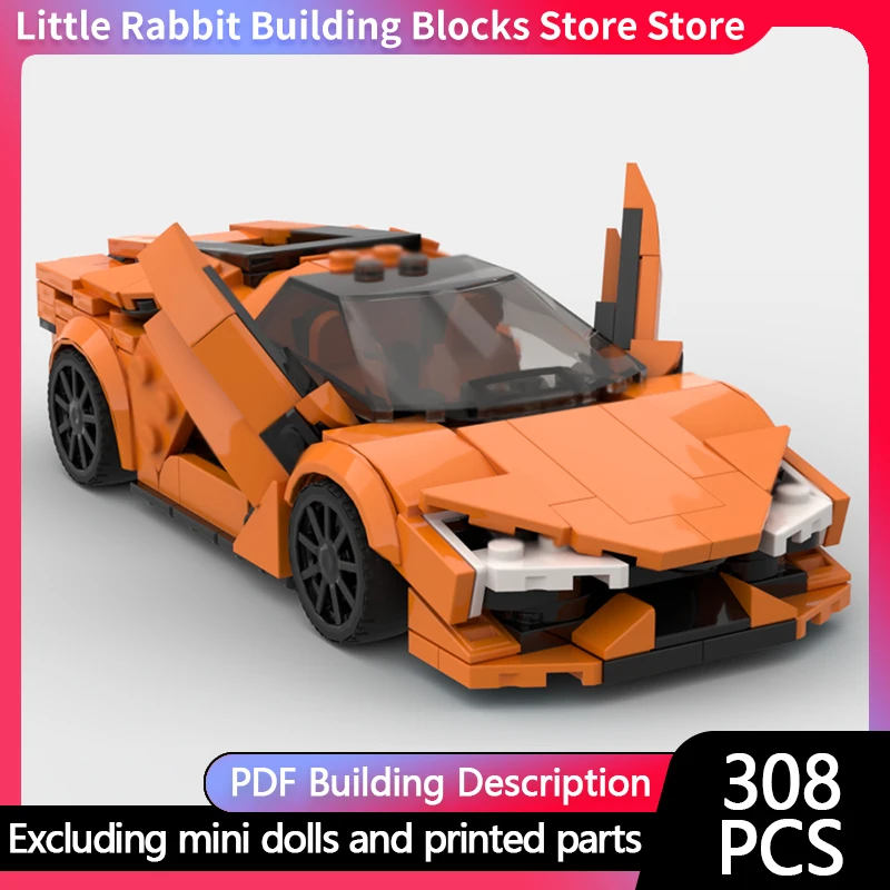 City Car Model MOC Building Bricks High-Performance Hybrid Supercar Modular Technology Children Holiday Gifts Assemble Toys Suit