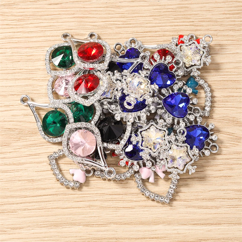 10 Stück elegante Kristall-Metall-Anhänger in Form von Liebesherzen und Wassertropfen für die Schmuckherstellung, Halsketten, Ohrringe, DIY-Bastelzubehör – Detail 4