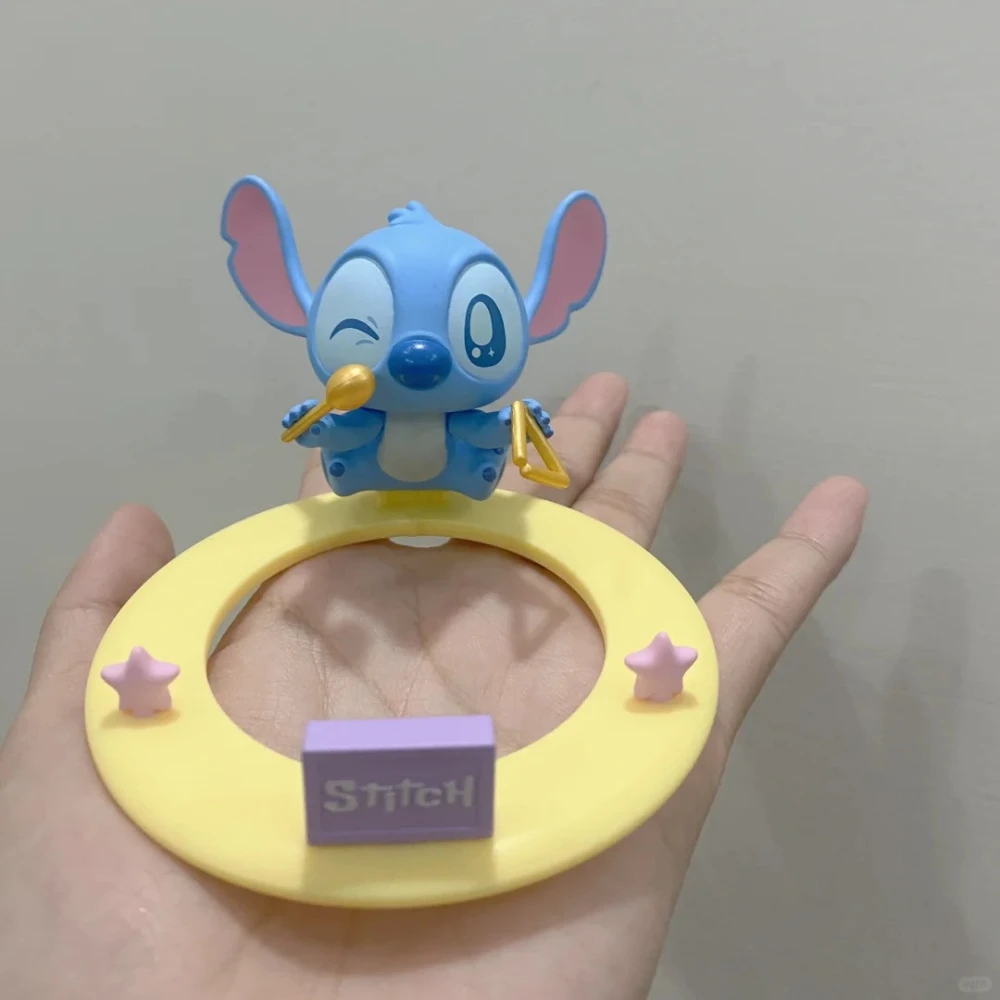 Disney Stitch Houten Vis Muziek Klop Muziek Serie Blind Box Kawaii Verwijderbare Pop Verrassingsgeschenken Bureau Ornament Collectie Speelgoed