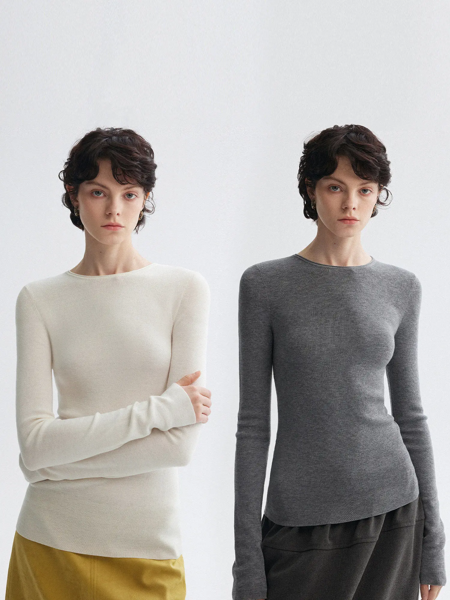 

MOLY CHO Sli Long Sve Knitted Slim Fit Base irt Pure Color Faionable Women's Premium Nylon Blend Regular Fit Top