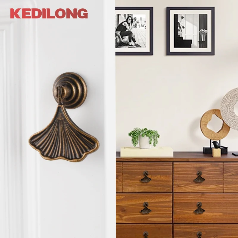 KEDLO vendita calda moderna semplice lusso maniglia foglia cassetto oro manopola in lega di zinco maniglia dell\'armadio da cucina