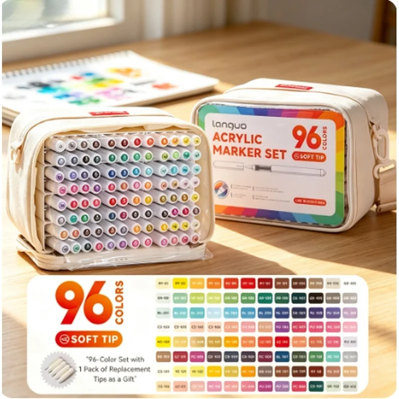 96-288 Colors Brush Tip Direct Liquid Acrylic Markers DIY Rock Graffiti Painting Art Stationery Supplies