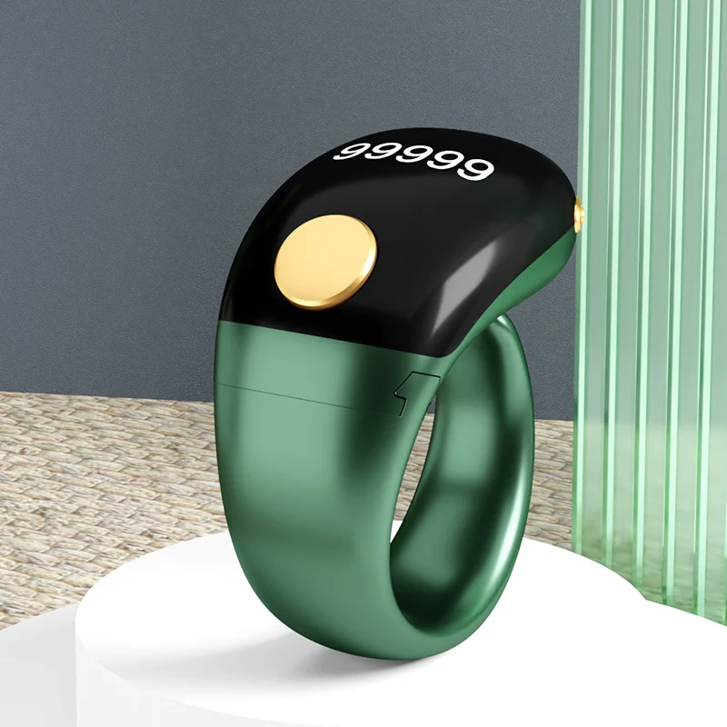 S9 Digital Tasbeeh Finger Counter Smart Ring Alarm Clock with Touch Screen Counts to Remind Islamic Prayer