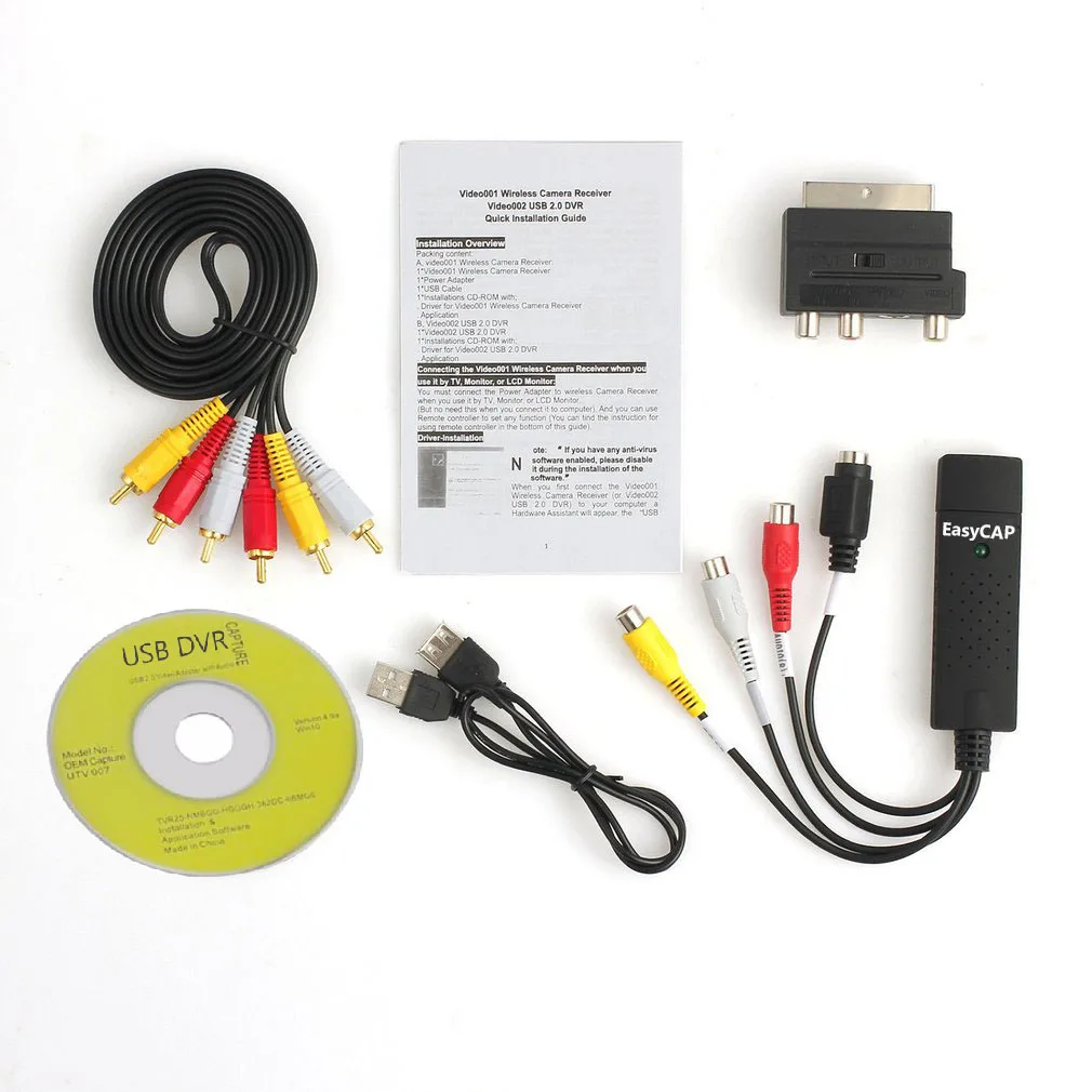 USB2.0 VHS To DVD Converter Convert Analog Video To Digital Format Audio Video DVD VHS Record Capture Card Quality PC Adapter