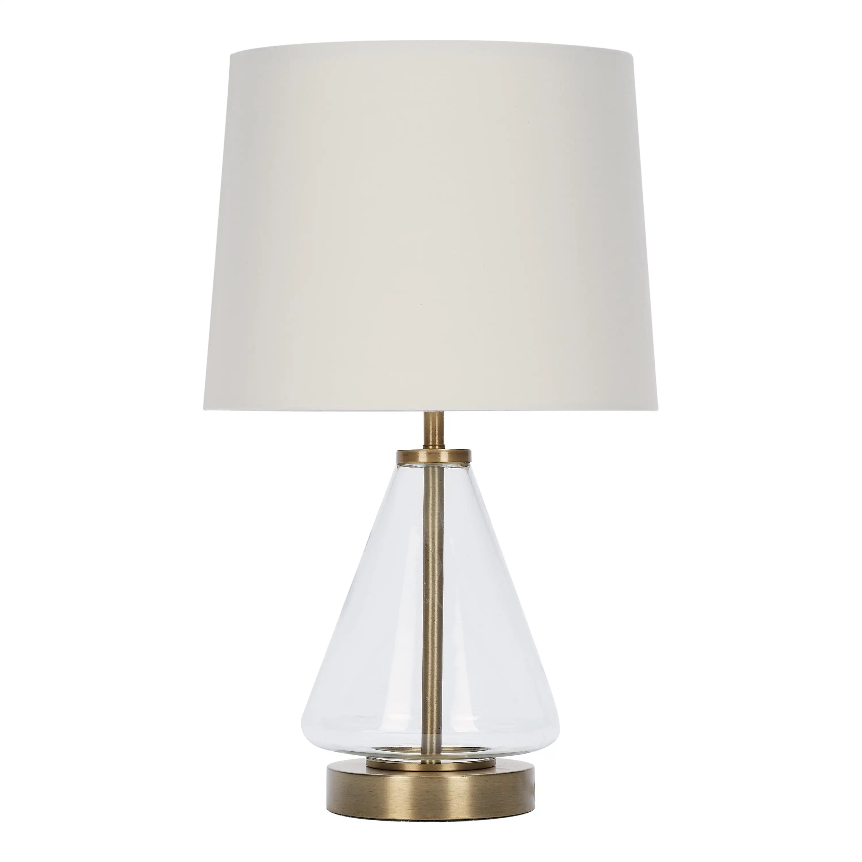 

Glass with Brass Base Table Lamp, 18 H