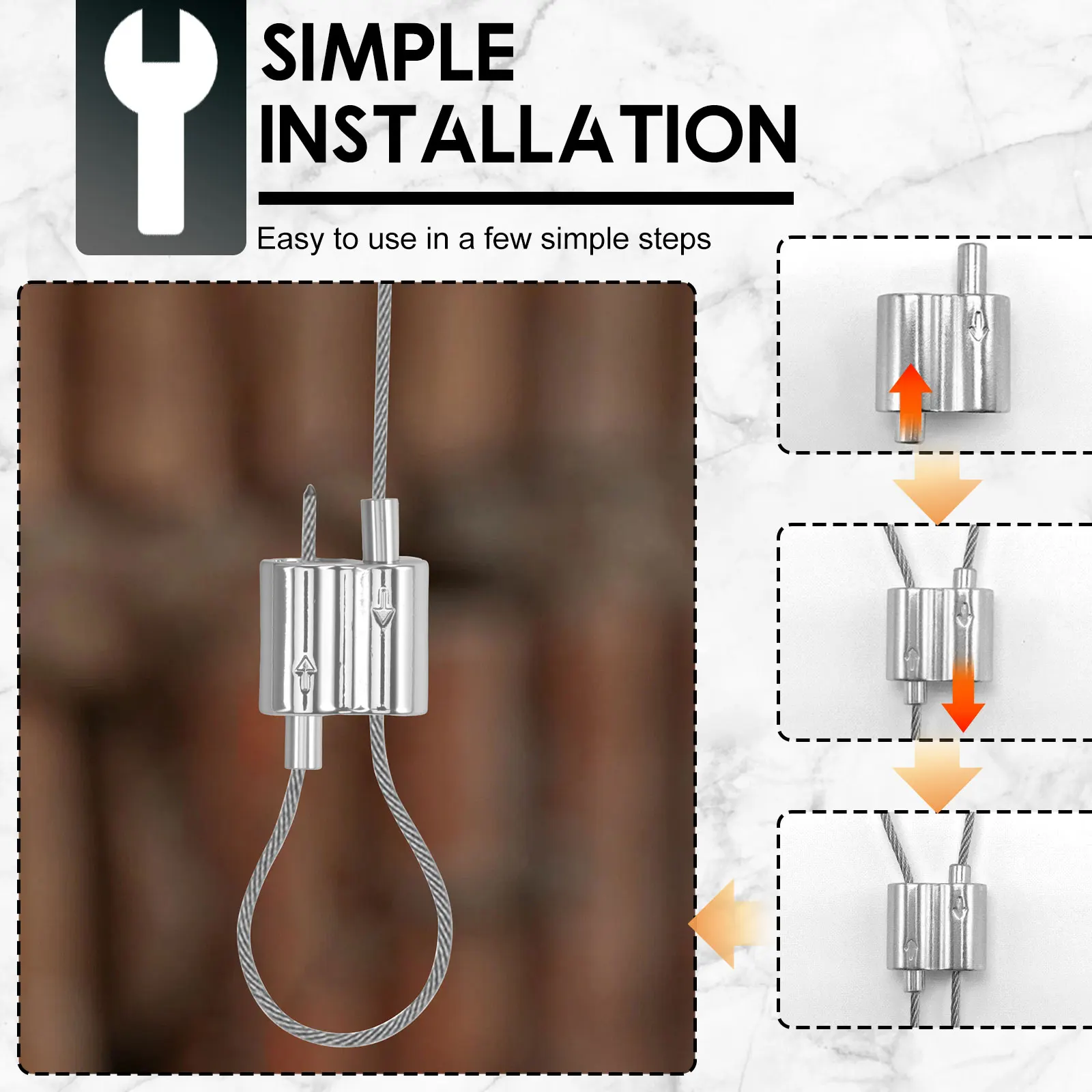 60/10PCS M2 M3  Stainless Steel Wire Rope Cable Clamp Adjustable Wire Rope Clip For 1/16 Inch 1/8 Inch Diameter Wire Cable