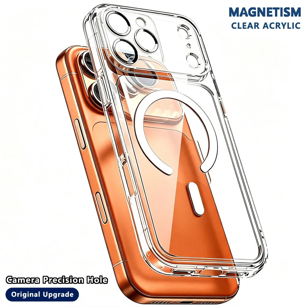 Wireless Magnetic Clear Case For Iphone 18 16 15 14 12 13 Mini 11 17 Pro Max 7 8 Plus Xs Xr Magsafe Cover Camera Precision Hole