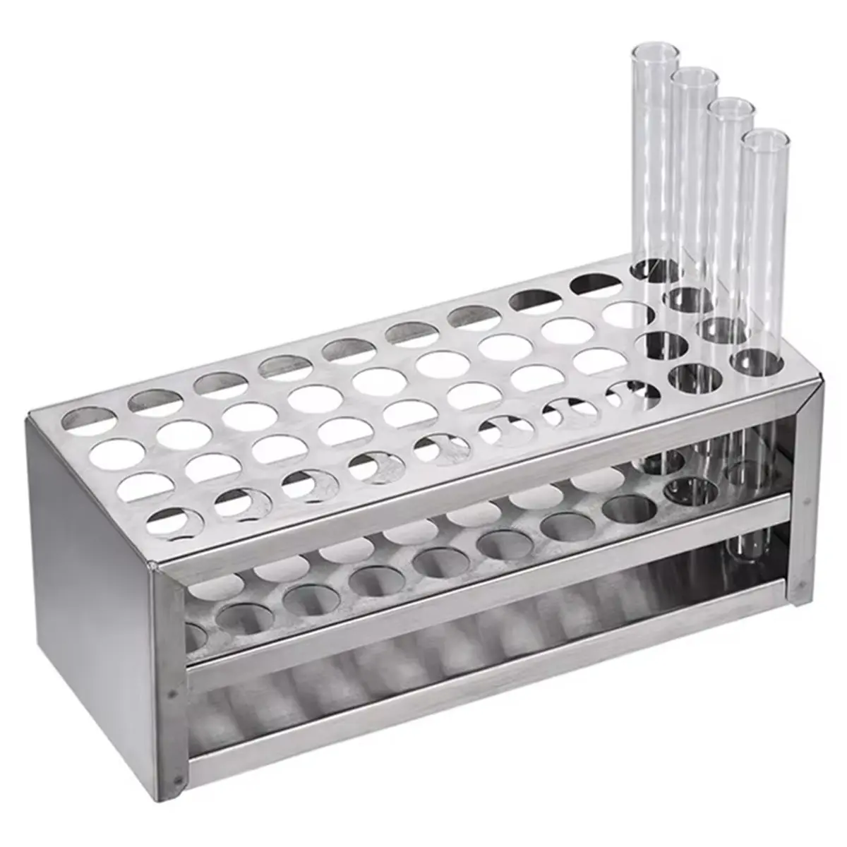 【Limited Offer】Stainless Steel Test Tube Rack, 32-Hole Holder for 0.89 Inch Tubes, Acid- , Ideal for Laboratory Use