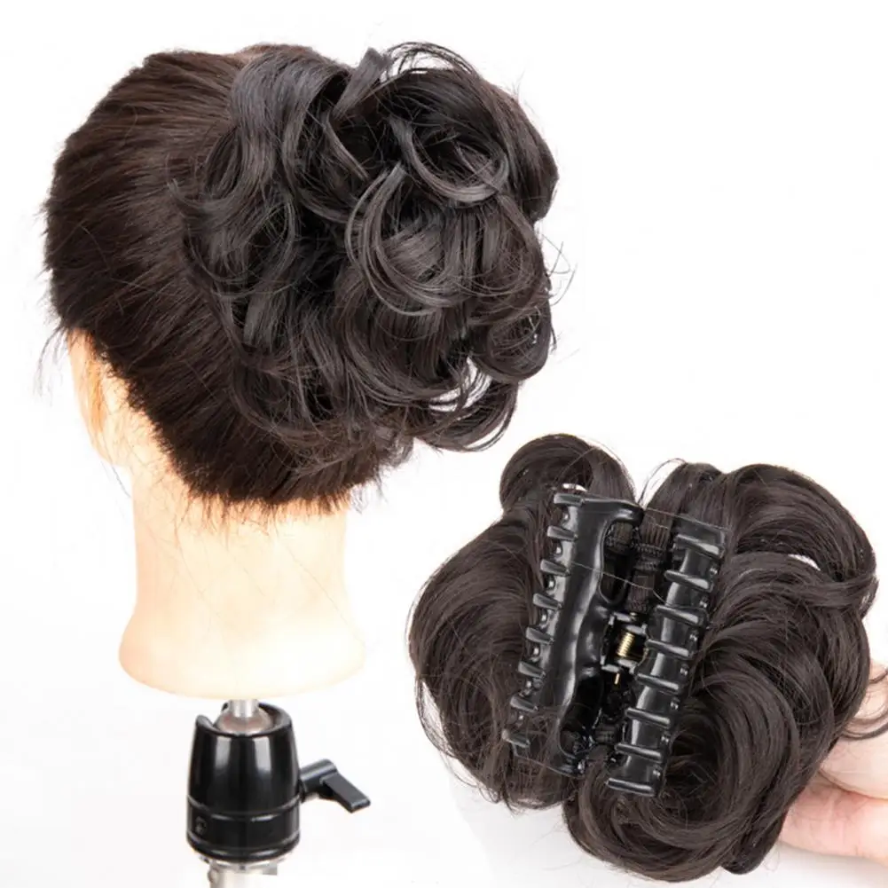 Ponytail Bun with Claw Clip Curly Bun Hair Piece Messy Bun Fluffy Women Wig Messy Buns Tousled Updo Synthetic Hair Extensions