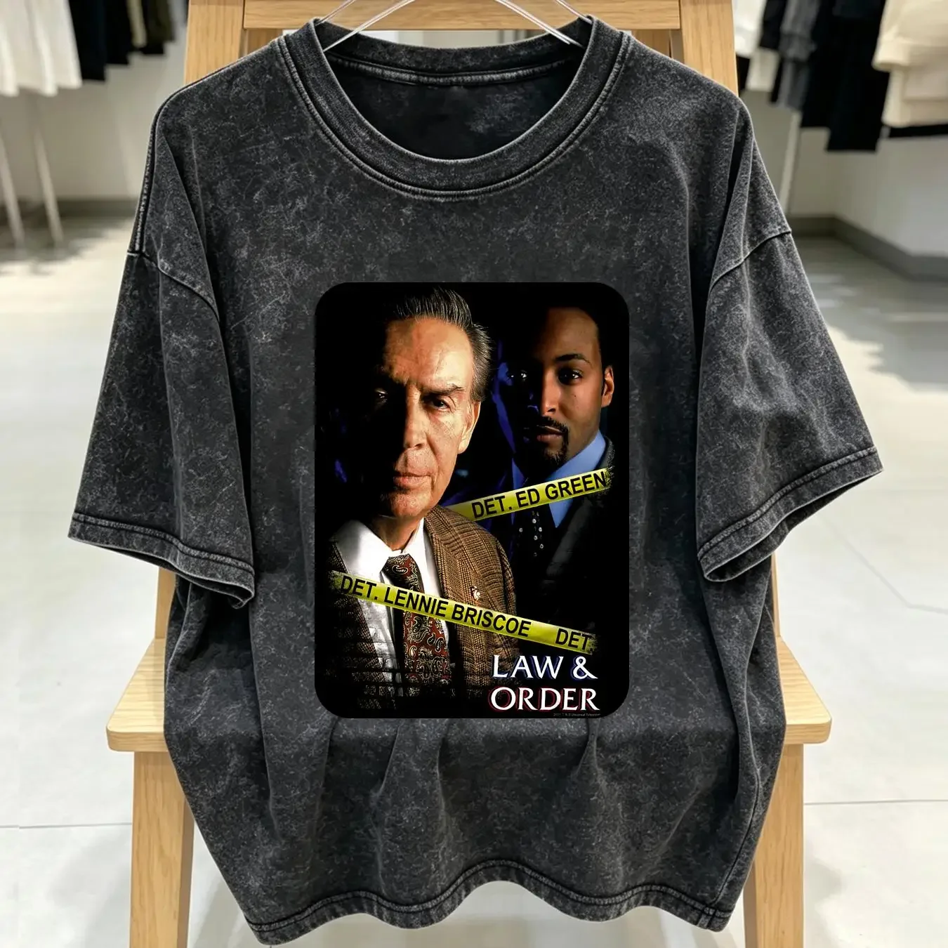 washed T Shirt Law and Order Briscoe Green Men's Heather long or short sleeves vintage Washed Comfortable designer clothes