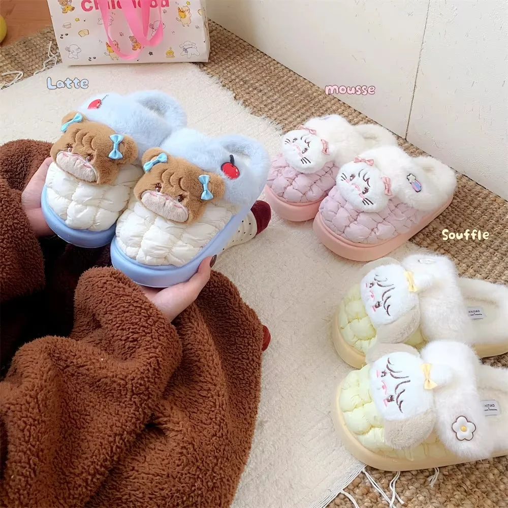 

Kawaii Mikko Characters Girls Cotton Slippers Winter Ins Sweet Girl Home Cartoon Bedroom Anime Peripheral Mikko Cotton Slippers