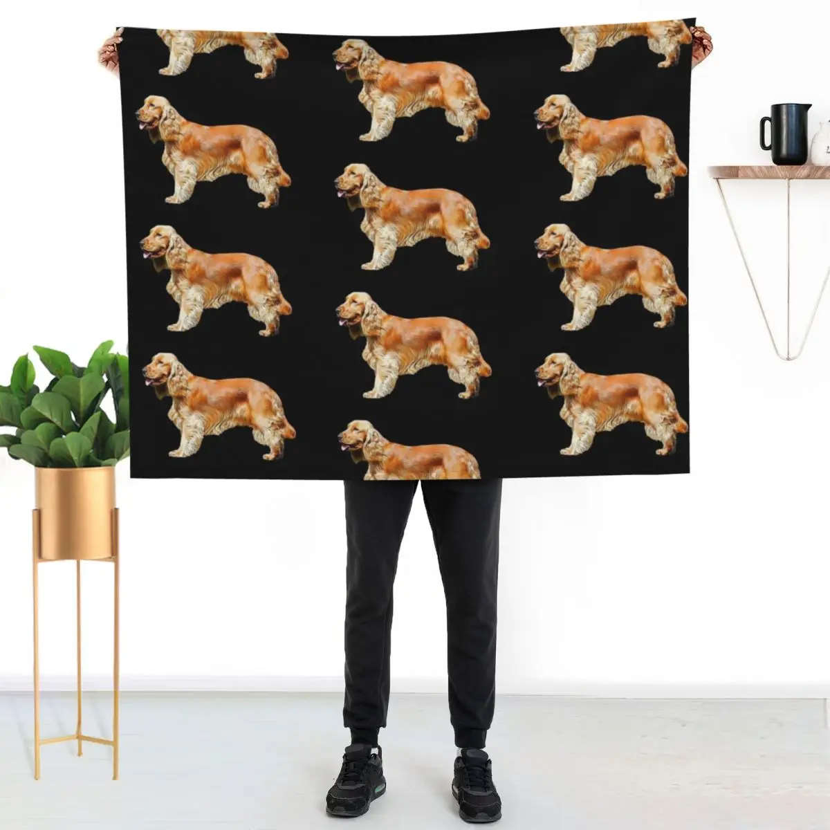 Gold English Cocker Spaniel Standing Throw Blanket Vintage For Baby Thermals For Travel Moving Single Sofas Blankets