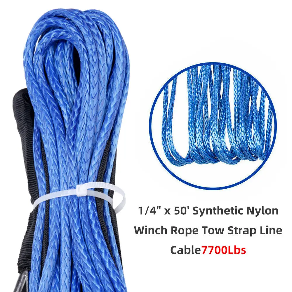 Winch Rope 6MM X 15M Synthetic Cord Hook Winch Cable Line Car Tow Recovery Cable 4WD SUV ATV Boat