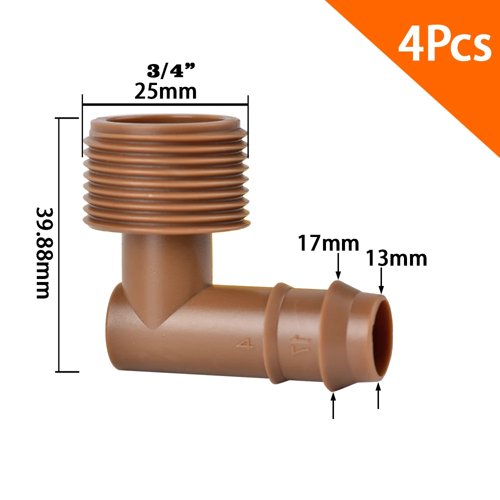 4Pcs 17mm PE Pipe Barb Connector Tee Elbow Plug Garden Water Hose 3/4\