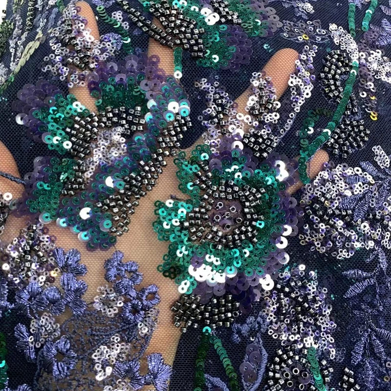 

special Bridal sequins Lace Fabric for Wedding Dress Gergous French beaded Lace TS2061